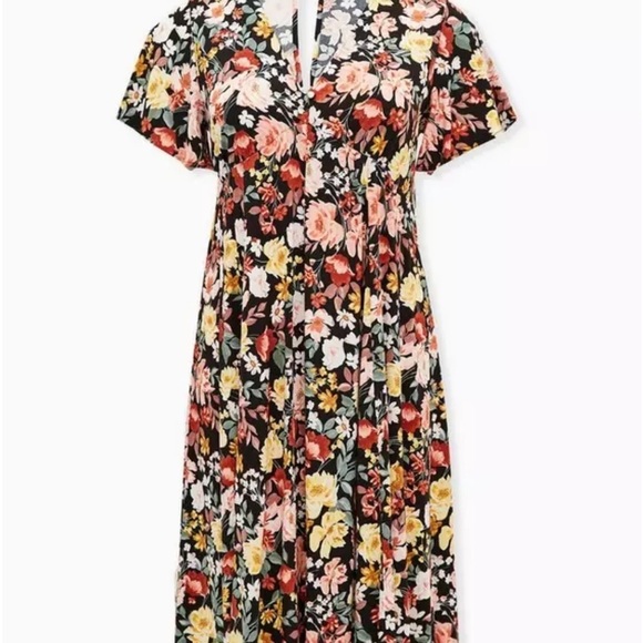 Torrid Black Floral Challis Button Front Midi Dress Size 10 Resortwear Vacation - Picture 4 of 13